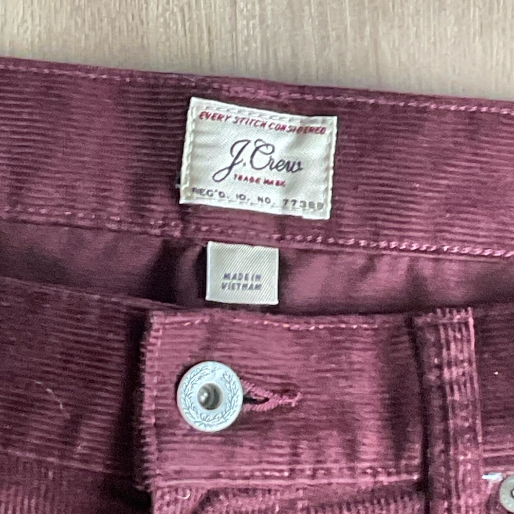 Men’s J. Crew 770 Straight Fit Corduroy pants jeans burgundy worn once 36 X 32 - Picture 10 of 16